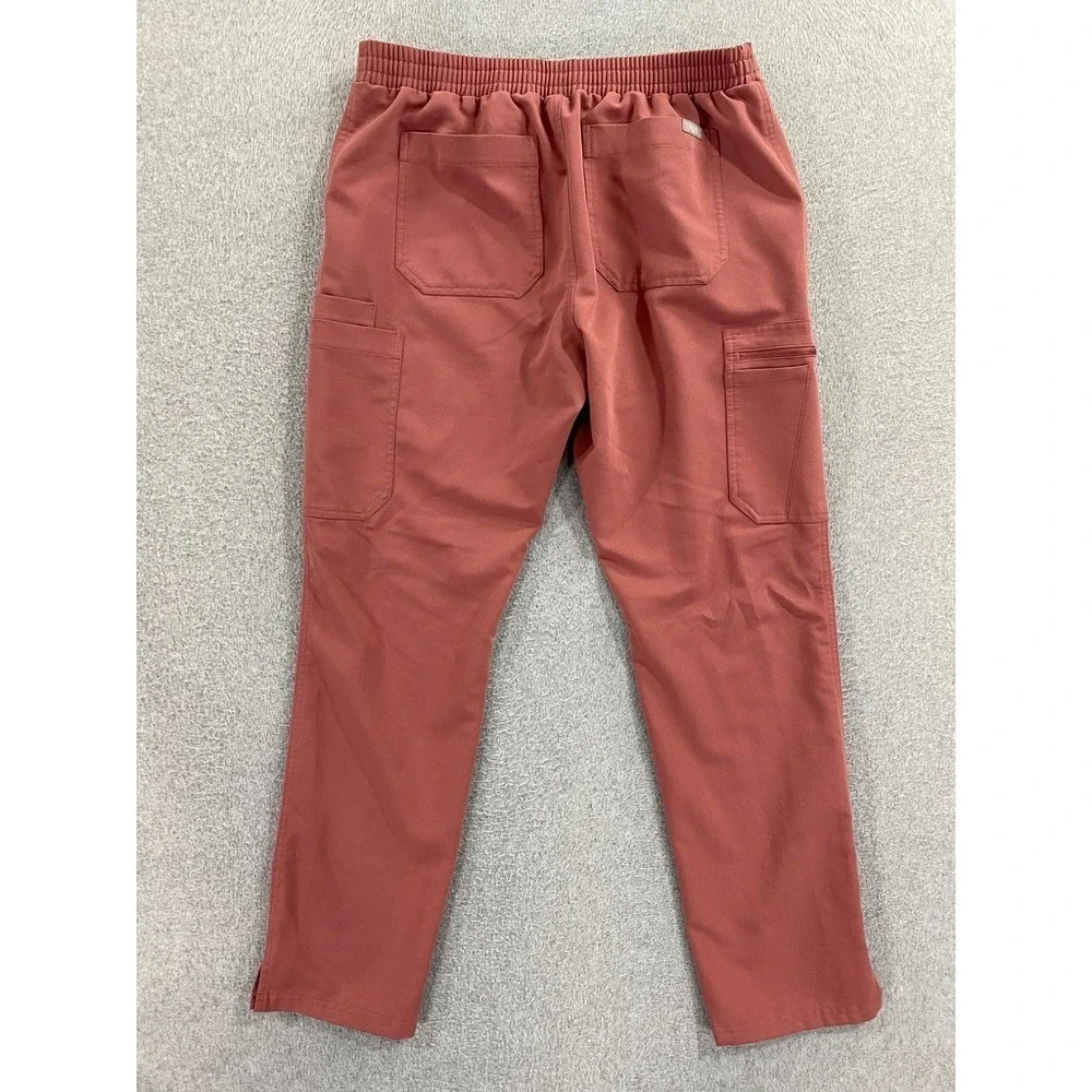 Figs Scrub Pants Womens Medium Pink Cargo Drawstring Straight Leg Pockets